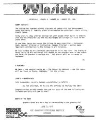 VVInsider Volume 4, Number 25, August 22, 1986