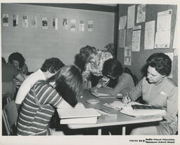 Table of students working